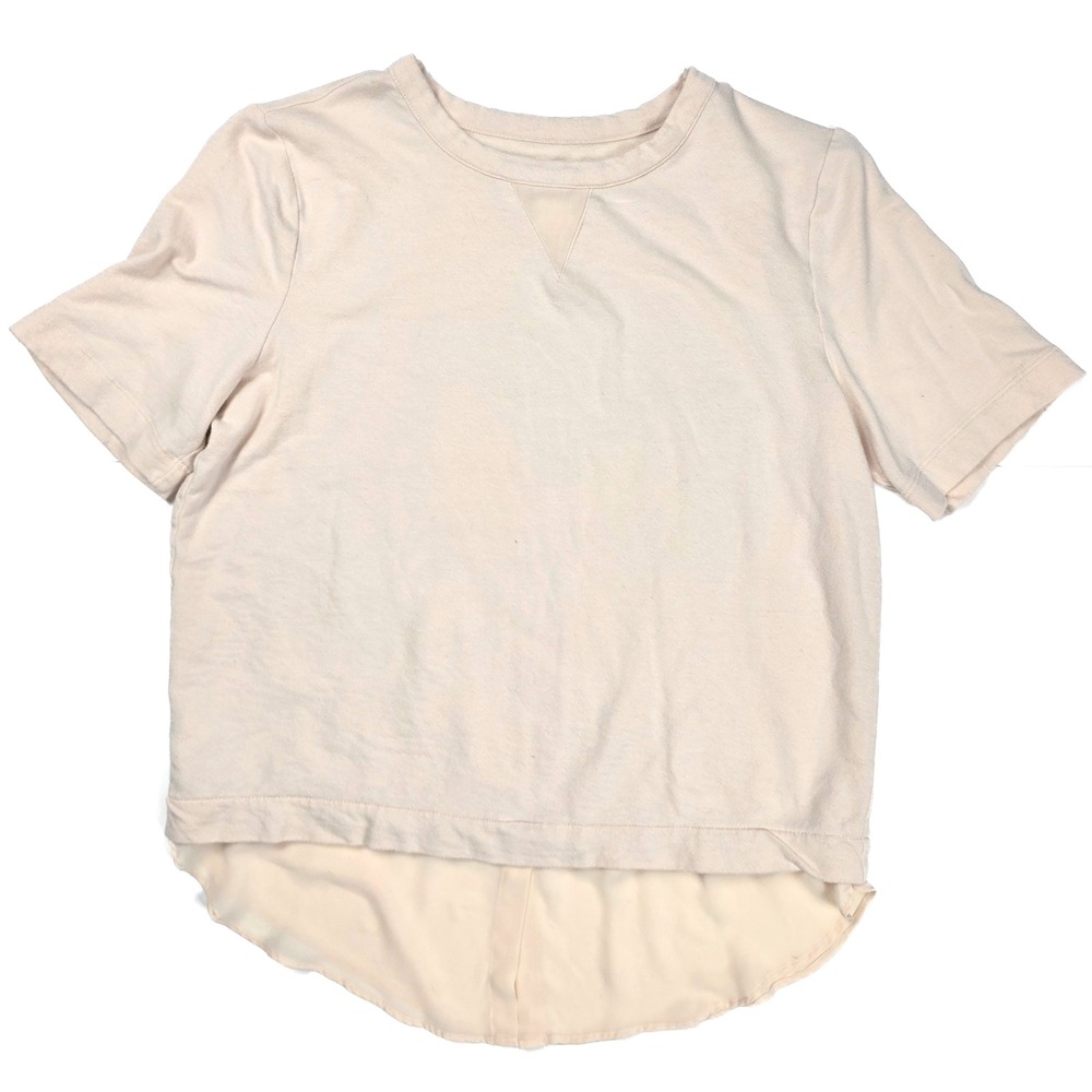 Lou & Grey Pastel Peach Breathable Layered Round Neck T Shirt Women's Size XS